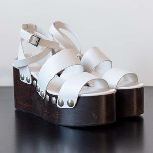 Leather Wedge Platform Sandals